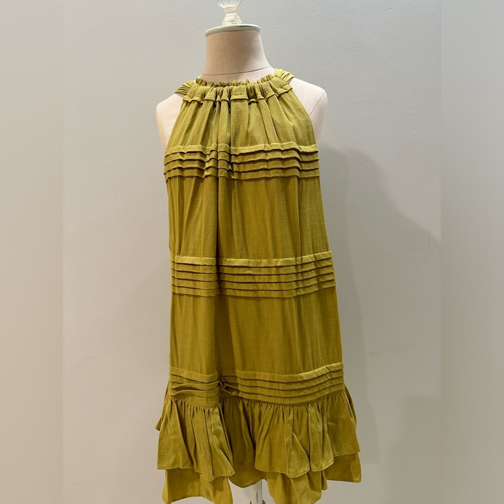 Mustard Seee Ruffle Detail Dress, Size M, Color mustard yellow